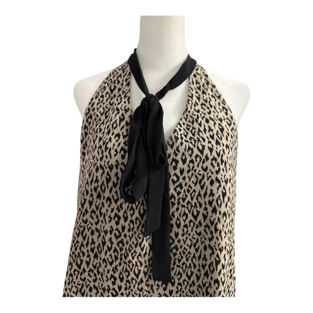 BCBGeneration Leopard Print Halter Top with Black Tie size Small - Picture 6 of 8